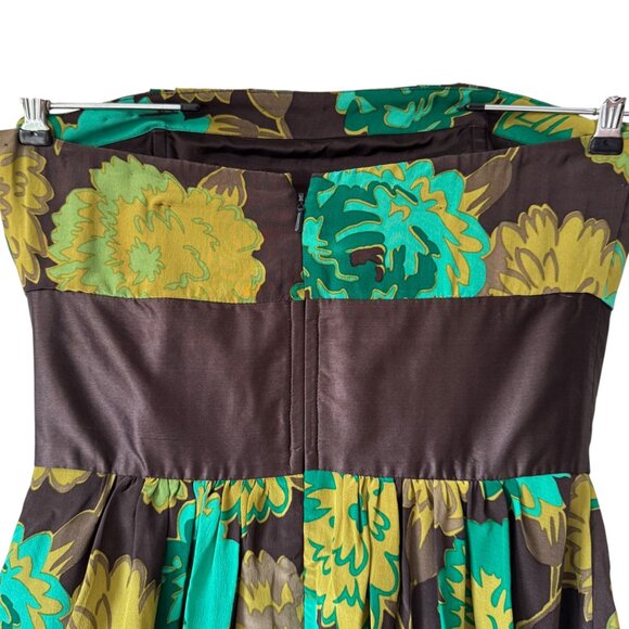 Plenty by Tracy Reese Silk Floral Strapless Dress Size 6 Bubble Hem Empire Waist - Picture 4 of 16